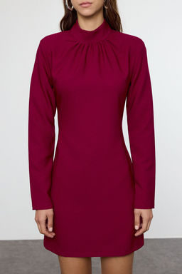 TRENDYOLMILLA Koyu Fusya A Kesim Dik Yaka Mini Dokuma Elbise TWOAW25EL00266  фото 8