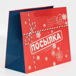 Пакет подарочный новогодний ламинированный «Посылка», ML 27 х 23 х 11.5 см