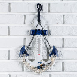 Декор настенный, панно с термометром «Якорь с цепью», 33×23×5 см