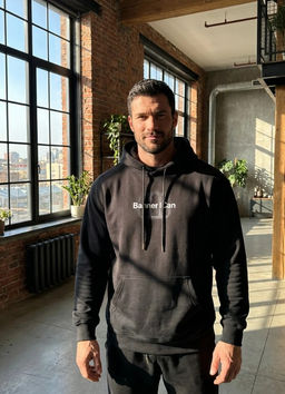 KM1908 Толстовка с капюшоном (хлопок) ЧЕРНЫЙ