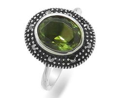 Кольцо из серебра марказит, султанит, SL-AGA134