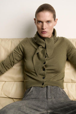 KNIT CARDIGAN WITH SCARF - Zara фото 4