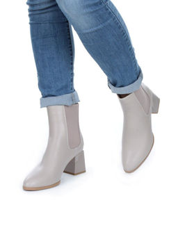01-PCM359-2 GRAY/BEIGE Ботинки Челси демисезонные женские (натуральная кожа, байка)