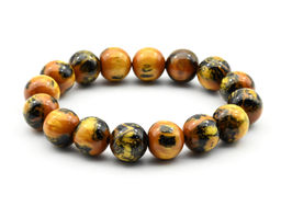 Браслет шарик 12мм из полимера цв.желтый