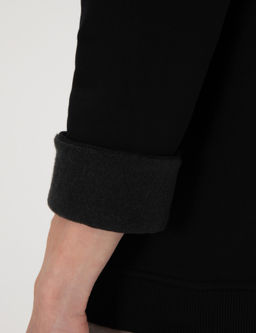 Siyah 3 _plik Regular Fit __i Polarl_ Bisiklet Yaka Basic Sweatshirt