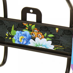 Вешалка-планка металлическая, окрашенная, 4 двухрожковых крючка, 32,5х14см, коричневый, вставка - декор (Китай)