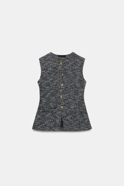 TEXTURED BUTTONED WAISTCOAT TOP - Zara фото 16