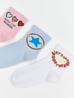 Desenli K?z ?ocuk Soket ?orap 3l?