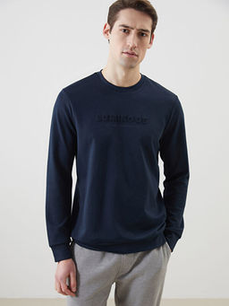 Bisiklet Yaka Uzun Kollu Bask?l? Erkek Sweatshirt