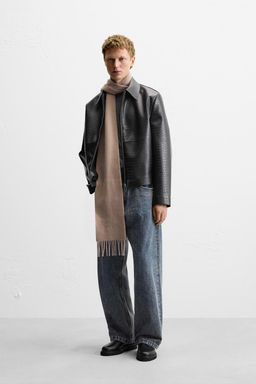 EMBOSSED LEATHER EFFECT OVERSHIRT