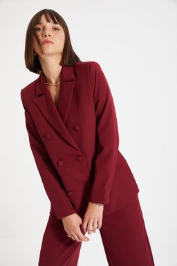 Bordo Regular Astarl? Dokuma Blazer Ceket TWOSS21CE0137