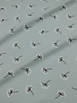 Теплый хлопок Звездочки на веточках цв. винтажная мята-2, ВИД2, ш.1.48м, хлопок-100%, 160гр/м.кв