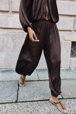 PANTAL?N BOMBACHO SATINADO / Marr?n - Zara фото 5