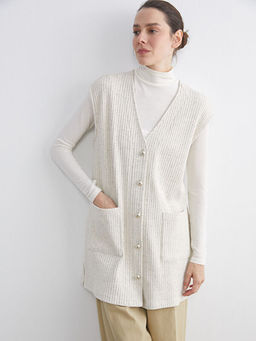 V Yaka Desenli Kad?n Yelek