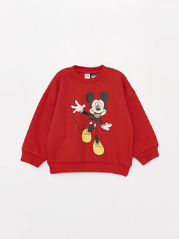 Bisiklet Yaka Uzun Kollu Mickey Mouse Bask?l? Erkek Bebek Sweatshirt ve E?ofman Alt 2li Tak?m - Waikiki фото 2