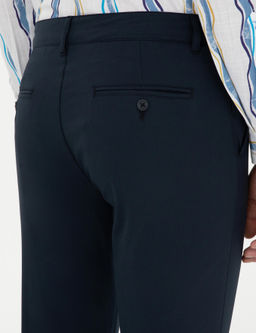 Темно-синие брюки узкого кроя из плотной ткани - Cacharel фото 6