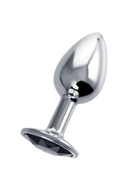 Анальная втулка Штучки-Дрючки, серебряная, с чёрным кристаллом, 2,5 см, 48 г  фото 2