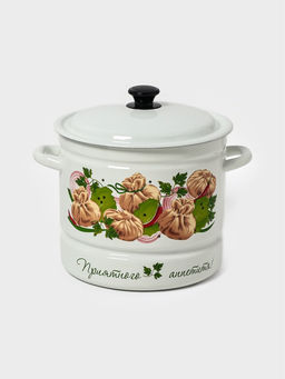 Кастрюля эмалированная паровая «Манты», 10 л, белая