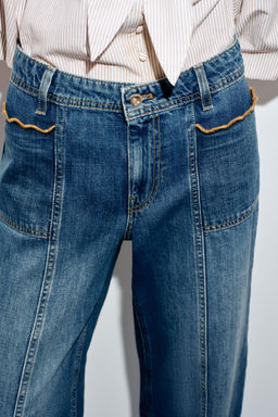 JEANS Z1975 CULOTTE TIRO ALTO PESPUNTES / Azul - Zara фото 3
