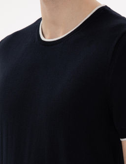 Lacivert Slim Fit Bisiklet Yaka Triko Ti__rt - Pierre cardin фото 7