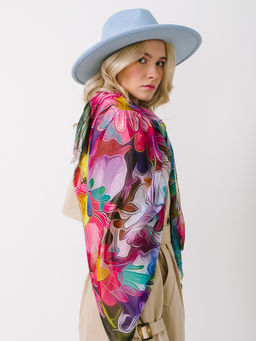 Большой, мягкий, тонкий и очень нежный двусторонний палантин с рисунком в стиле арт-деко - Tantino фото 9