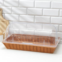 Хлебница Доляна «Крем», плетёное основание, 53×32 см, пластик, коричневая