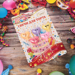 Цена за 2 шт. Свечи для торта "Эмоции" 5 шт, 2*3 см, микс