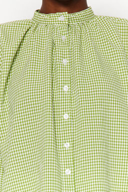 TRENDYOLMILLA Yesil Hakim Yaka Kareli Yarasa Kol Oversize Genis Kal?p Dokuma Gomlek TWOAW21GO0114  фото 4