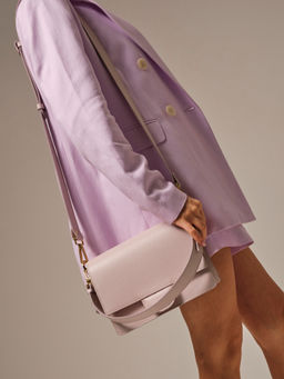 Сумка кожаная через плечо Deboro 30574 розовый дым