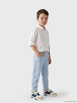 Regular Fit Beli Lastikli Erkek ?ocuk Jean Pantolon