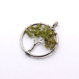 Подвеска Дерево Жизни с камнем Хризолит защита от порчи и энергетического вампиризма 3,5см