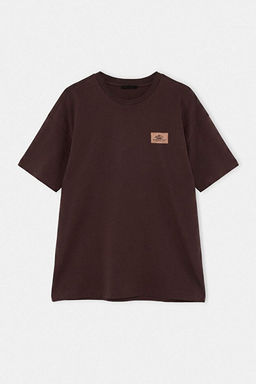 Kahverengi Oversize/Geni_ Kal_p Bask_l_ %100 Pamuk T-Shirt TMNSS26TS00082 - Trendyolmilla фото 2