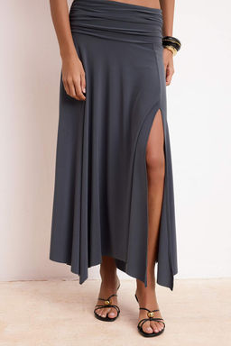 TRENDYOLMILLA Kahverengi Bel Detayl? Y?rtmacl? Esnek Orme Maxi Etek TWOSS25ET00068 фото 12