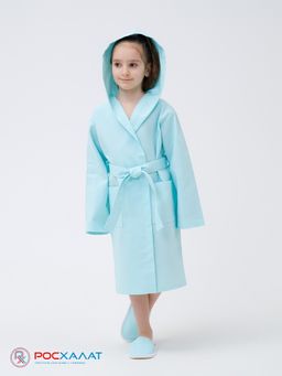 Детский вафельный халат с капюшоном мятный В-07 (19)