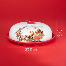 Блинница новогодняя Доляна Сани Деда Мороза, d=23 см, доломит, белая фото 15