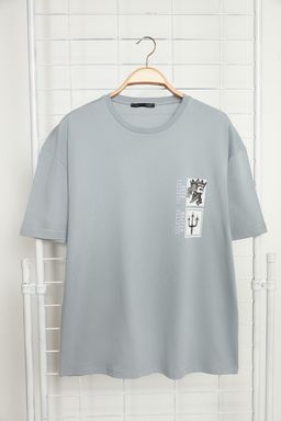 TRENDYOL MAN Lacivert Oversize/Genis Kesim K?sa Kollu Sanat Bask?l? 100% Pamuklu T-Shirt TMNSS21TS3559 - Trendyolmilla фото 8