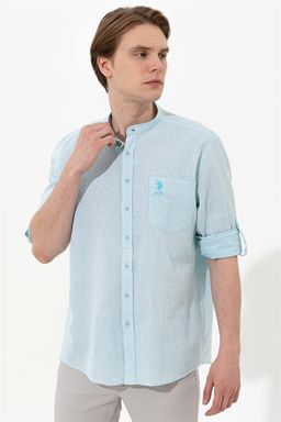 U. S. Polo Assn / Мужская бирюзовая рубашка с длинным рукавом