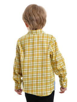 Рубашка в клетку классический стиль UD 7976 клетка желтая - Mini maxi фото 2