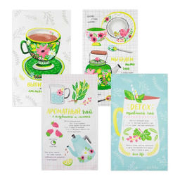 Набор кухонных полотенец Доляна Ароматный чай, 35х60см-4 шт, 100% хлопок, вафля 160 г/м2