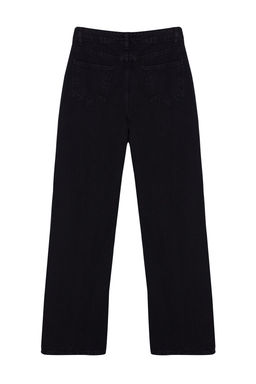 TRENDYOLMILLA Siyah Pens Detayl? Yuksek Bel Uzun Straight Jeans TWOAW23JE00345  фото 9