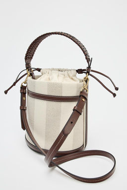 STRIPED CANVAS BUCKET BAG - Zara фото 4