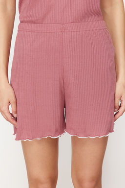 Trendyolmilla Ac?k Pembe Kurdele/Fiyonk Detayl? Ip Ask?l? Fitilli Sortlu Orme Pijama Tak?m? THMSS24PT00356  фото 5