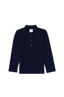 K_z _ocuk Lacivert Polo Yaka Basic Sweatshirt Sepette S_rpriz _ndirim