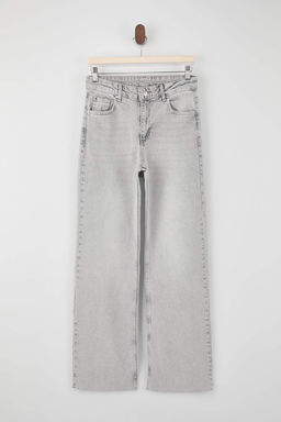 Gri Yuksek Bel Az Esnek Wide Leg Uzun Boy Jeans TWOSS26JE00119