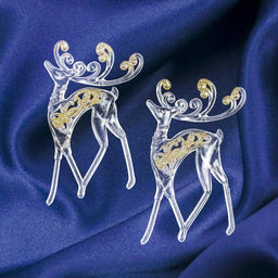 Цена за 2 шт. Ёлочные игрушки 2 шт. Зимнее волшебство. Олень с блеском, 813 см, прозрачно-золотой  фото 4