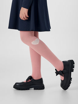 Цена за 3 пары! Колготки детские розовые с сердечком