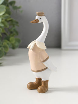 Сувенир полистоун "Гусь-морячок в бежевой рубашке" 14,5 см