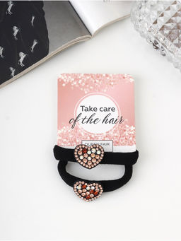 Цена за 6 шт. Резинки для волос «Мадлен», набор 2 шт., сердце, 3.5 см, чёрные