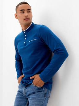 Футболка с длинным рукавом мужская MINAKU синяя, р-р 44