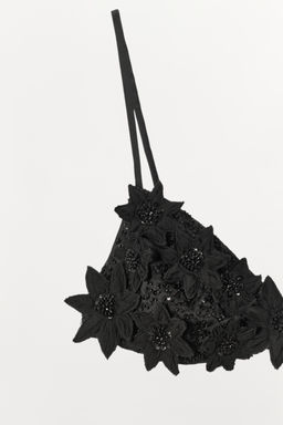 BRALETTE FLORES RELIEVE ABALORIOS / Negro - Zara фото 8